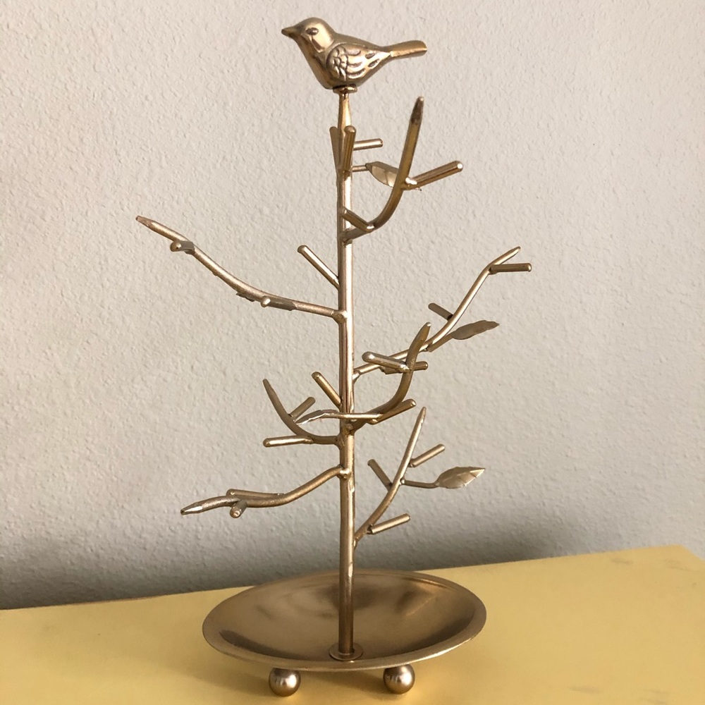 Anthropologie Gold Bird Branch Jewelry Holder